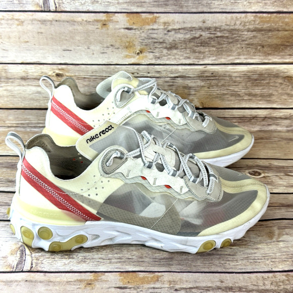Nike React Element 87 Light Bone White Beige Red AQ1090-100 Men\'s Sneakers 10.5 main image 8